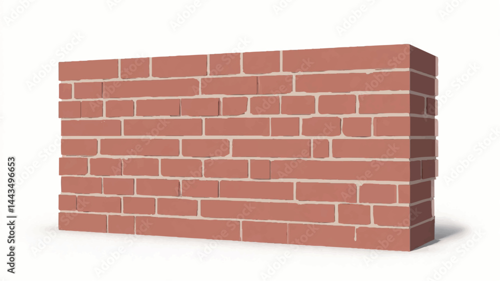 Obraz premium A red brick wall on a plain white background. Rectangular shape brick wall. Vector illustration.
