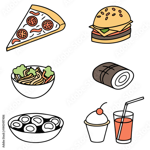 fast food icons set