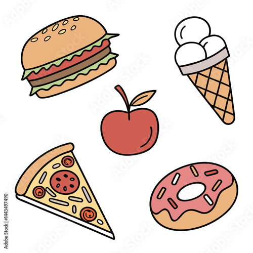 fast food icons set
