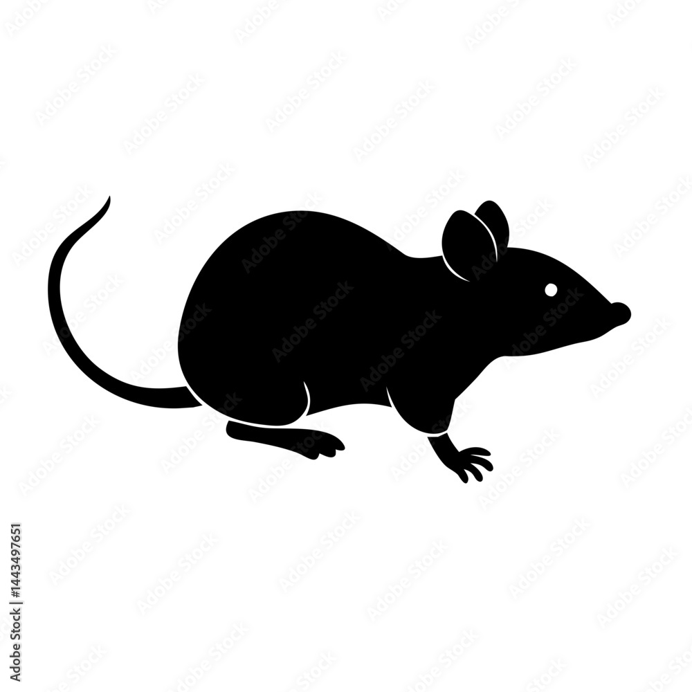 Stylized illustration of a common house mouse rodent with long tail Stylized illustration of a common house mouse rodent with long tail