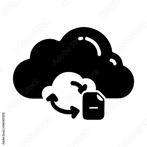 Cloud data removal syncing illustration icon for cloud storage applications