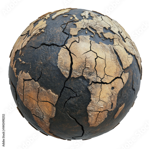 Cracked Earth Globe with Emphasis on Africa and Europe