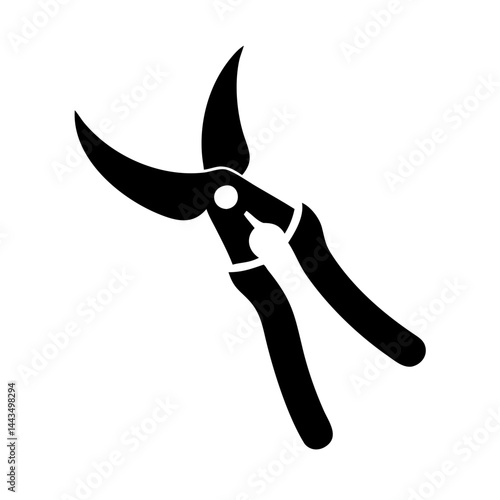 Black Silhouette of Pruning Shears Tool for Garden and Yard Work