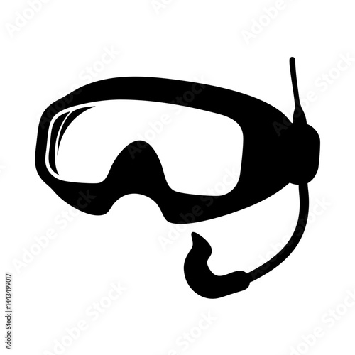 Vector Illustration of Snorkel Mask and Breathing Tube for Underwater Diving