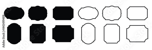 Collection of vintage label frame shape vector design element on white background