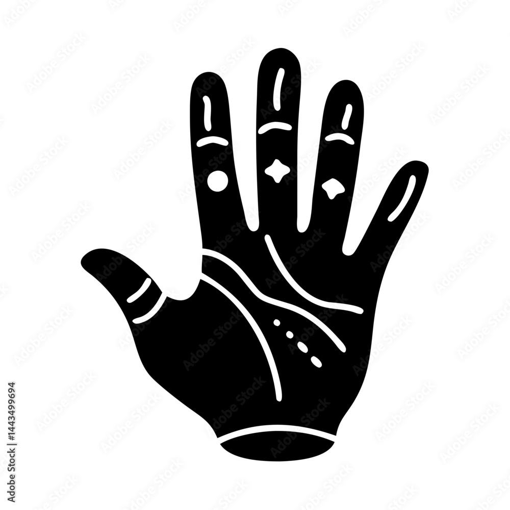 Obraz premium Illustration of a hand for palm reading, or fortune telling concept