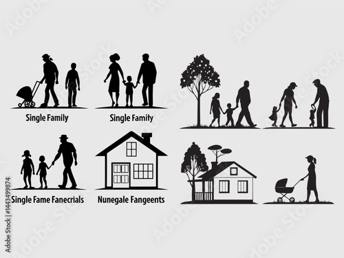 Family, relationship icon set. Vector glyph pictograms of couple, parent, child, elderly people, pregnancy, parenting, community, single mother, social care black silhouette illustration.