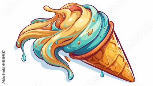 A creamy swirl melts slowly down the crunchy cone.
Soft drips trace playful lines against a pure white space.
Colors blend in sweet, sticky harmony.
A moment of summer frozen in digital art.

