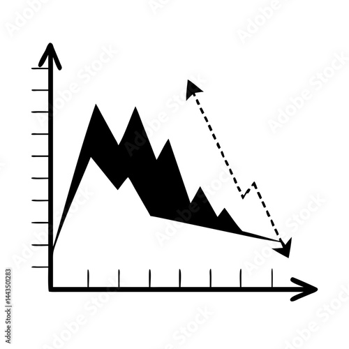 Decreasing Trend Chart Showing a Sharp Decline in Business Performance