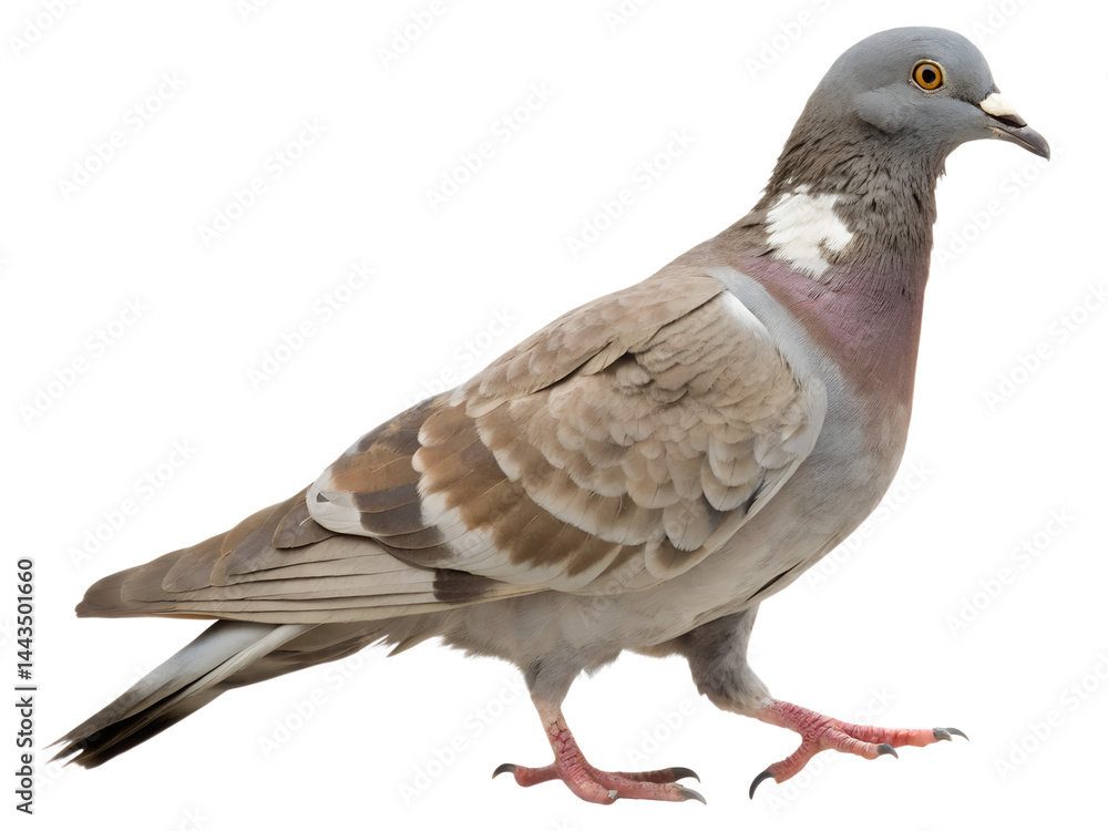 Closeup of a Single Brown and Grey Pigeon Isolated on Black Background Closeup of a Single Brown and Grey Pigeon Isolated on Black Background