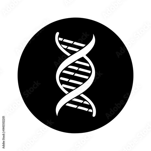 DNA double helix in black circle represents the building blocks of life