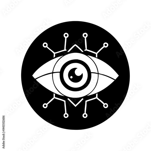 Cyber Eye Security Concept, Artificial Intelligence Surveillance and Monitoring Symbol