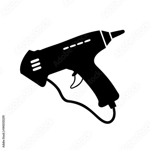 Black and white silhouette of a hot melt glue gun applicator