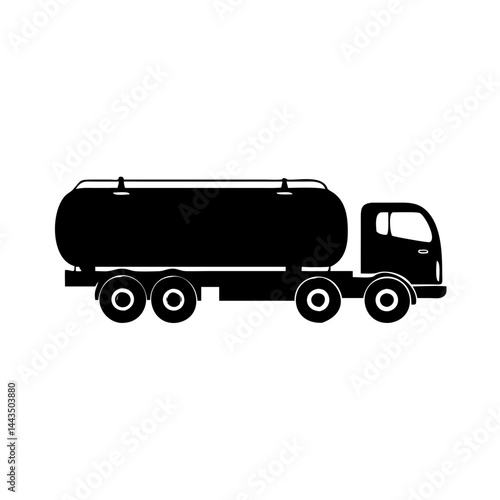 Silhouette of a modern tank truck for transporting liquids on white