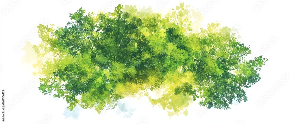 Obraz premium Vector of abstract watercolor tree top view isolated on white background for landscape plan and architecture layout drawing