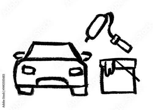 Painting Car Icon Crayon Chalk Drawing Vector