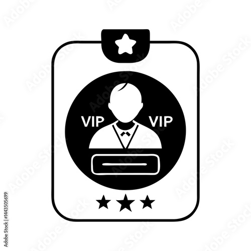Black and white VIP pass with star and three star indicators