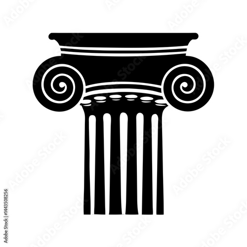 Stylized Ionic Column Capital Silhouette with Volutes and Fluted Shaft
