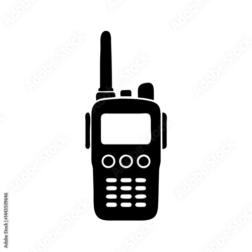 Black silhouette of a radio communication device with a long antenna