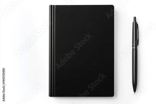 Obraz na płótnie Black notebook and pen on white background. w salonie