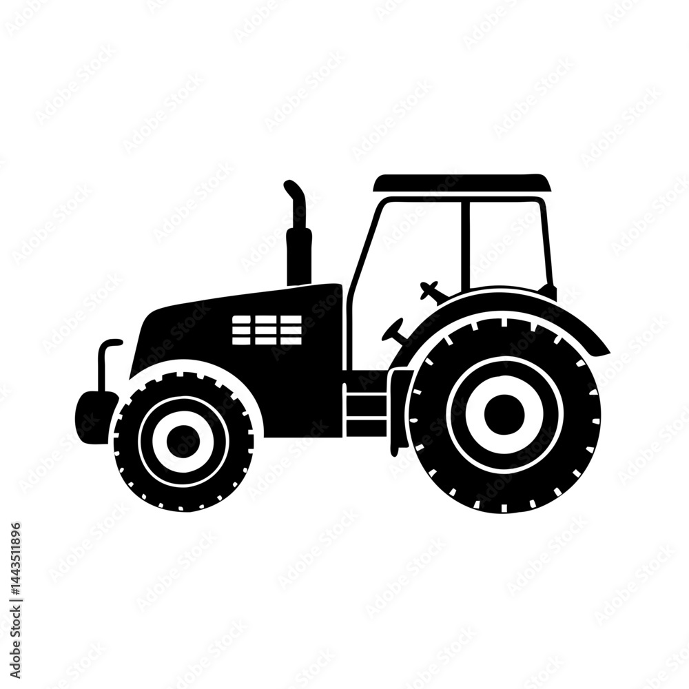 Obraz premium Simple black and white tractor vector illustration perfect for farm projects
