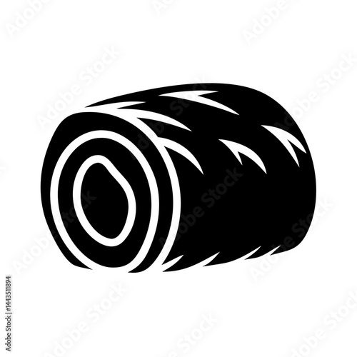 Monochrome illustration of a round hay bale, a classic symbol of agriculture