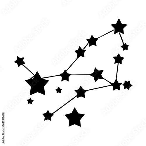 Black constellation outline with stars connected by lines on a white background