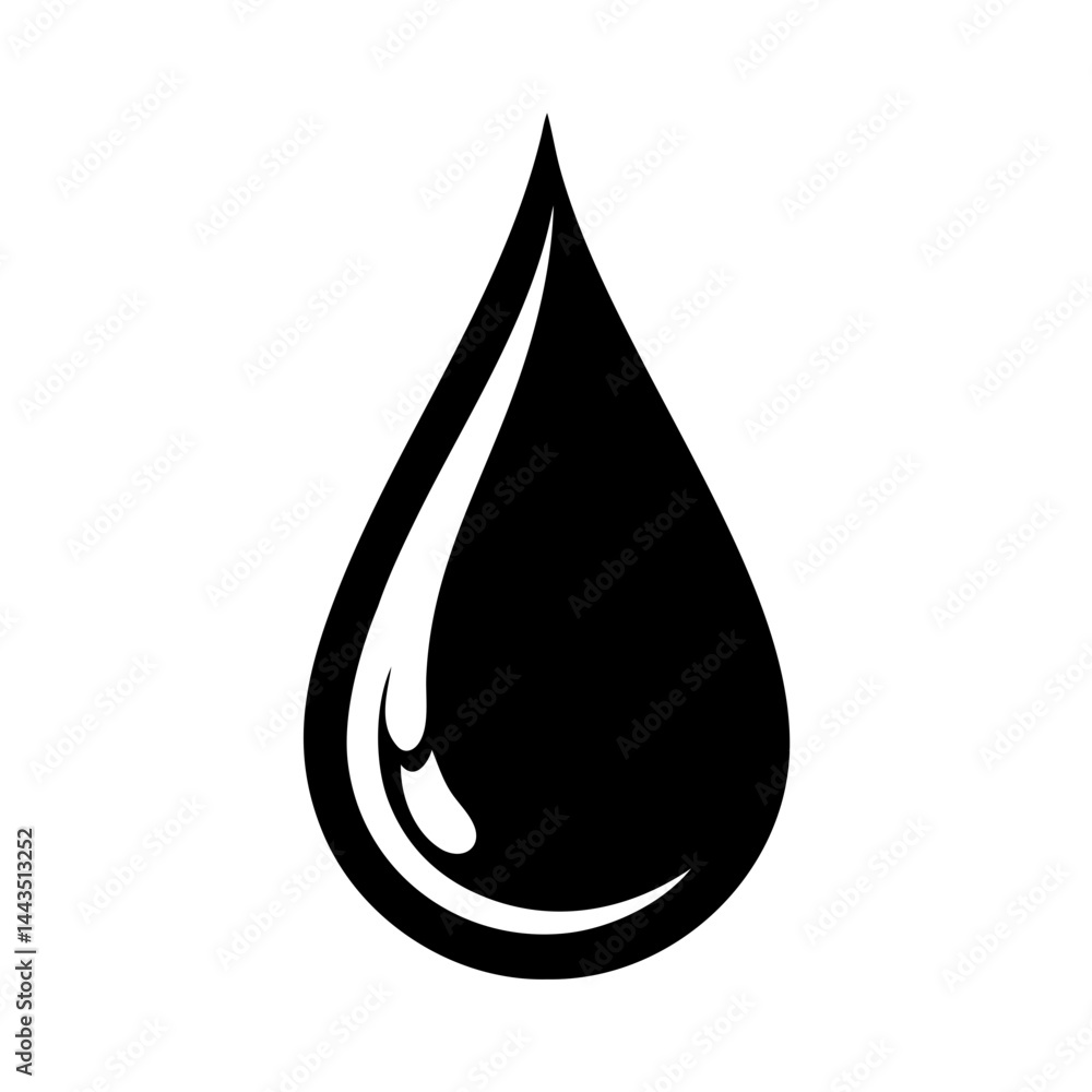 Simple black vector graphic of a liquid droplet with light reflection Simple black vector graphic of a liquid droplet with light reflection