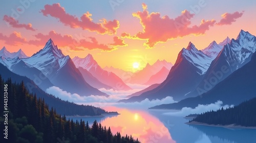 Dawn's Embrace: Mountains Bathed in Golden Light