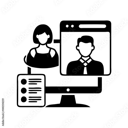 Online video meeting between two participants on a computer screen