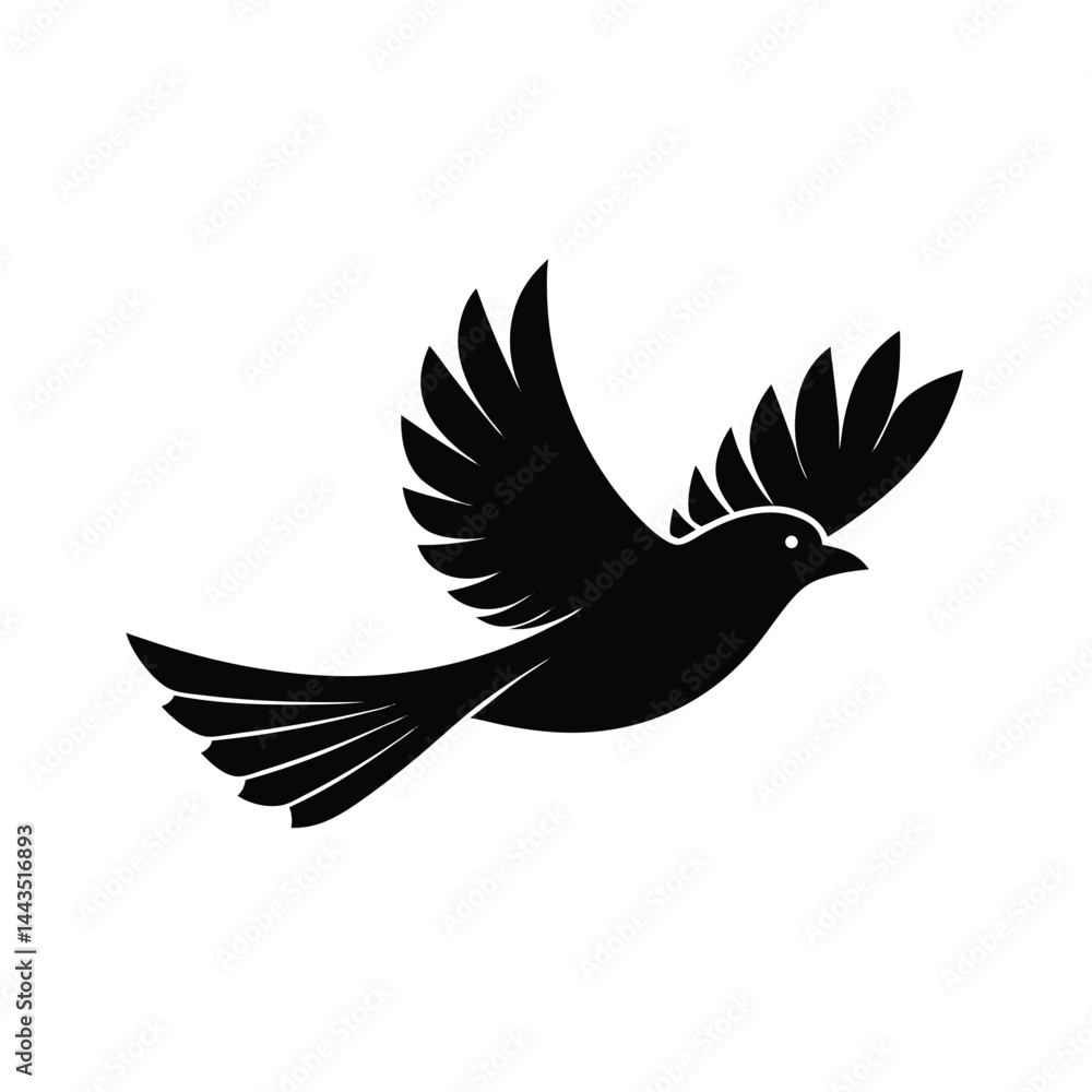 Obraz premium Bird Launching from Tree Branch Silhouette Art