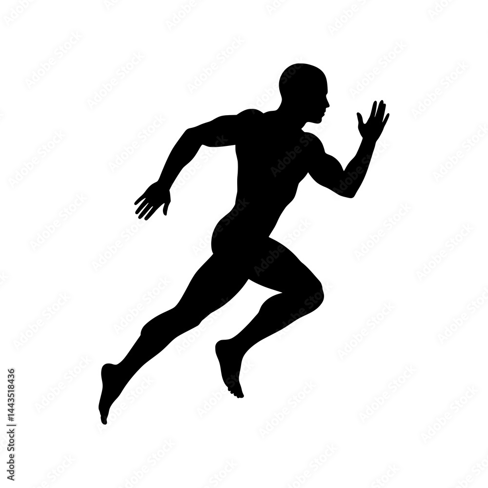 Fototapeta premium The Essence of Speed: Abstract Runner in Action. Unstoppable Momentum: Black Silhouette of a Sprinter.