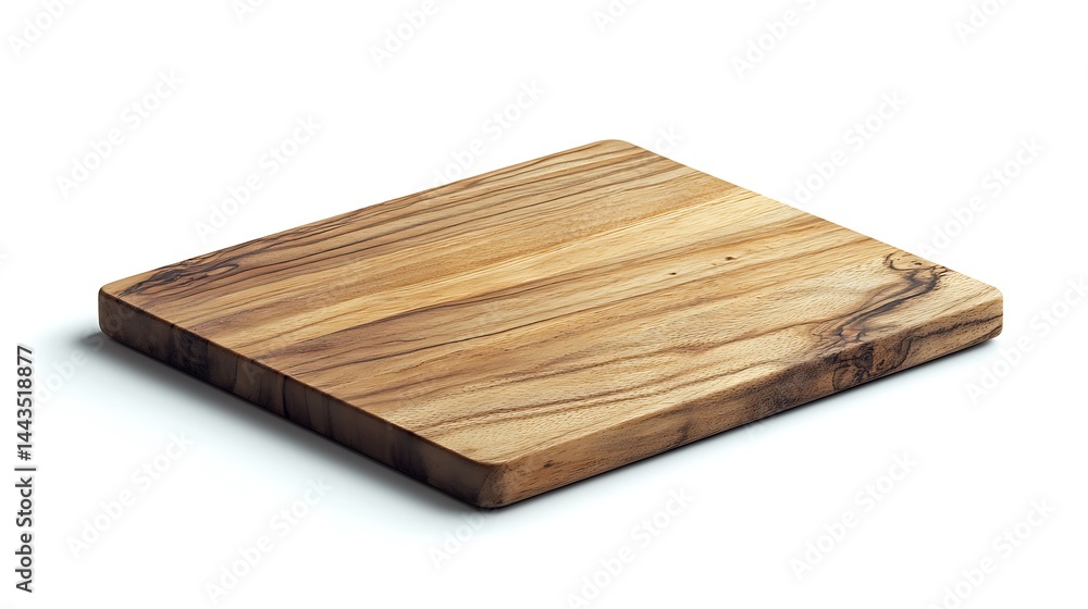 of a square wooden cutting board on a white background of a square wooden cutting board on a white background