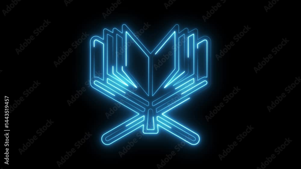 Illuminated quran neon sign animation on black background