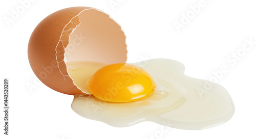 Isolated Cracked Egg Yolk with Egg White