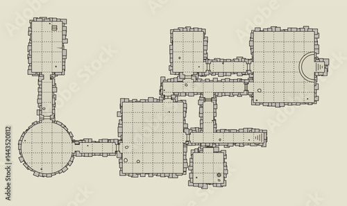 Detailed Dungeon Map for Fantasy Role-Playing Games
