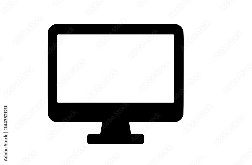 Black computer monitor icon on white background in flat minimal style
Black computer monitor icon on white background in flat minimal style