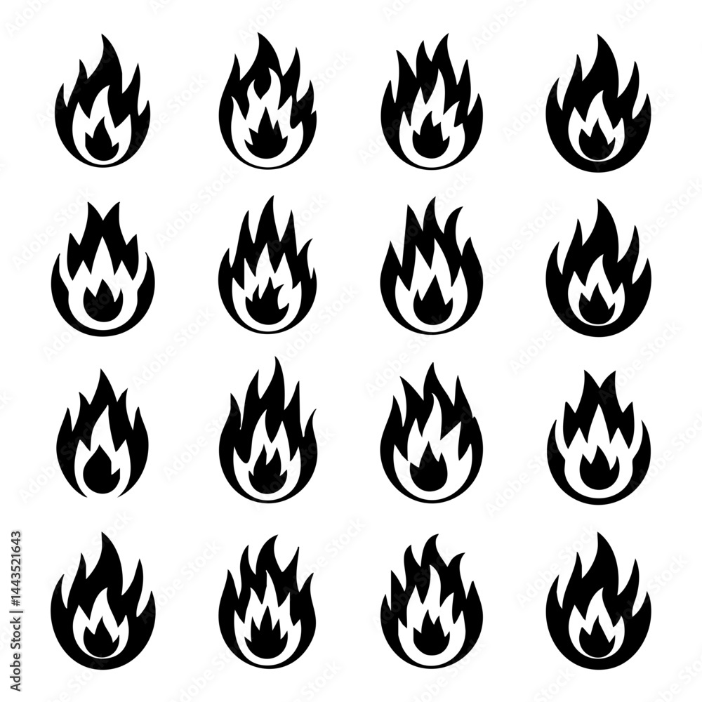 Abstract Flame Icons Collection – Bold Black Silhouettes for Graphic Design Abstract Flame Icons Collection – Bold Black Silhouettes for Graphic Design