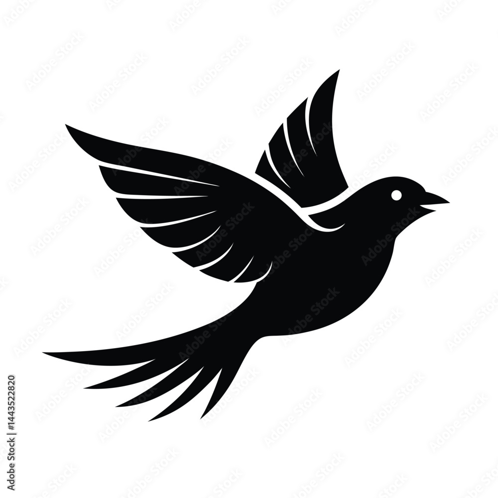 Obraz premium Modern Bird Soaring Design from Branch Vector