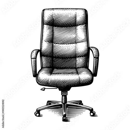 Executive chair,Office chair engraving vintage black and white illustration workplace furniture