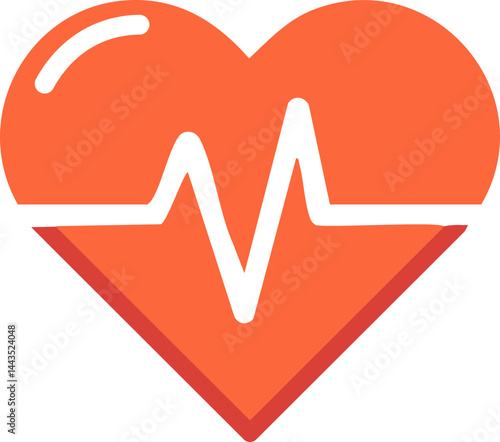 Minimal Heart with Heartbeat Icon – Health and Wellness Vector