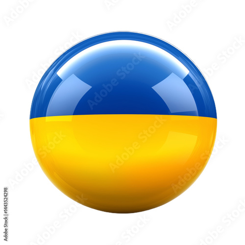 Ukraine Flag Sphere Button, Blue Yellow Symbol isolated on transparent background