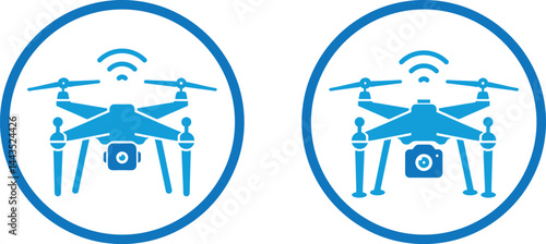 Drone silhouette vector icon. and flying drone  WiFi icon.