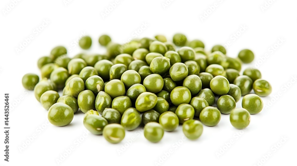 A heap of green peas isolated on a plain white background surface A heap of green peas isolated on a plain white background surface
