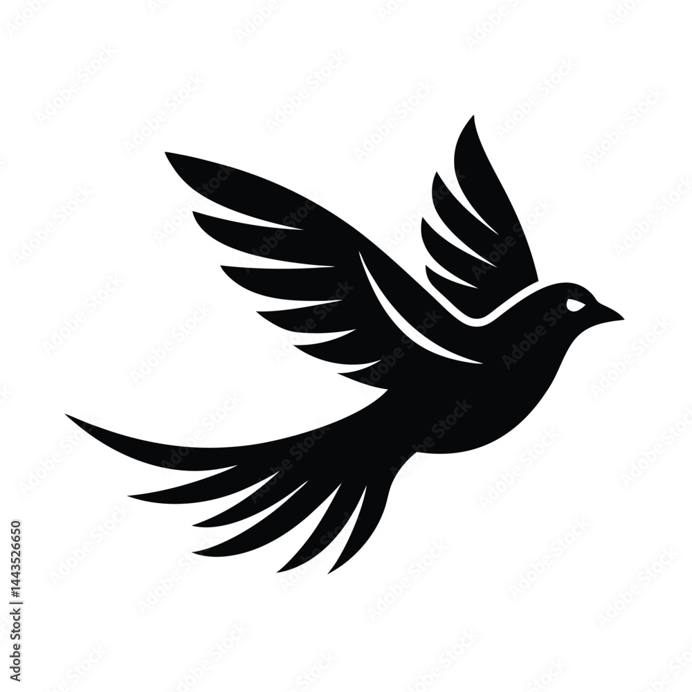 Obraz premium Clean Flying Bird and Branch Silhouette