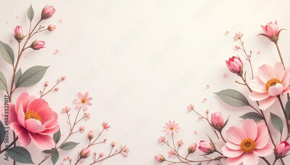 Fototapeta premium Subtle floral motif, pastel hues, delicate design, serene, floral, flowers