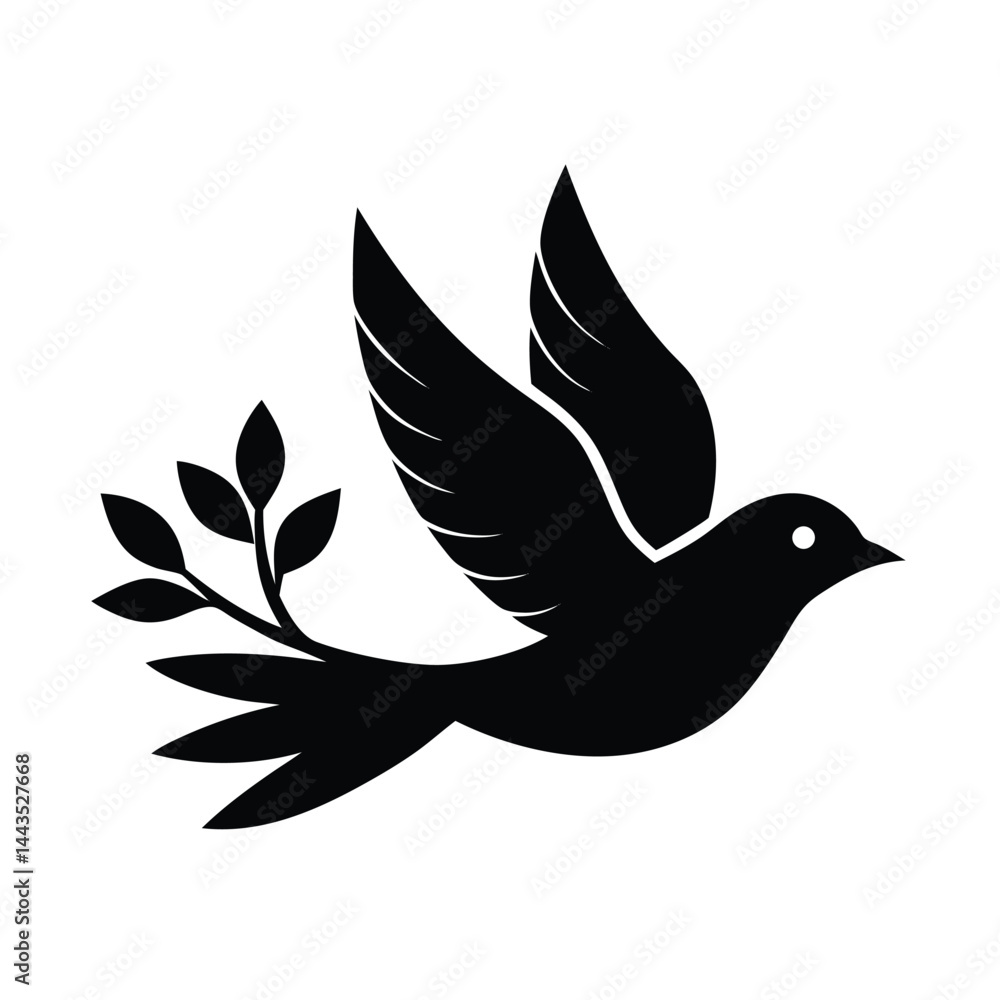 Fototapeta premium Flying Bird with Soft Branch Silhouette