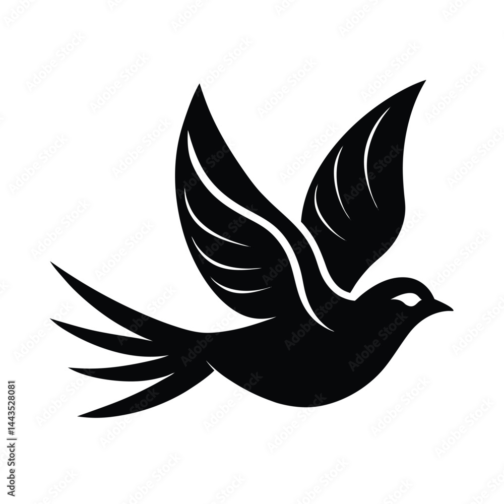 Obraz premium Flying Bird with Branch Smooth Style Vector