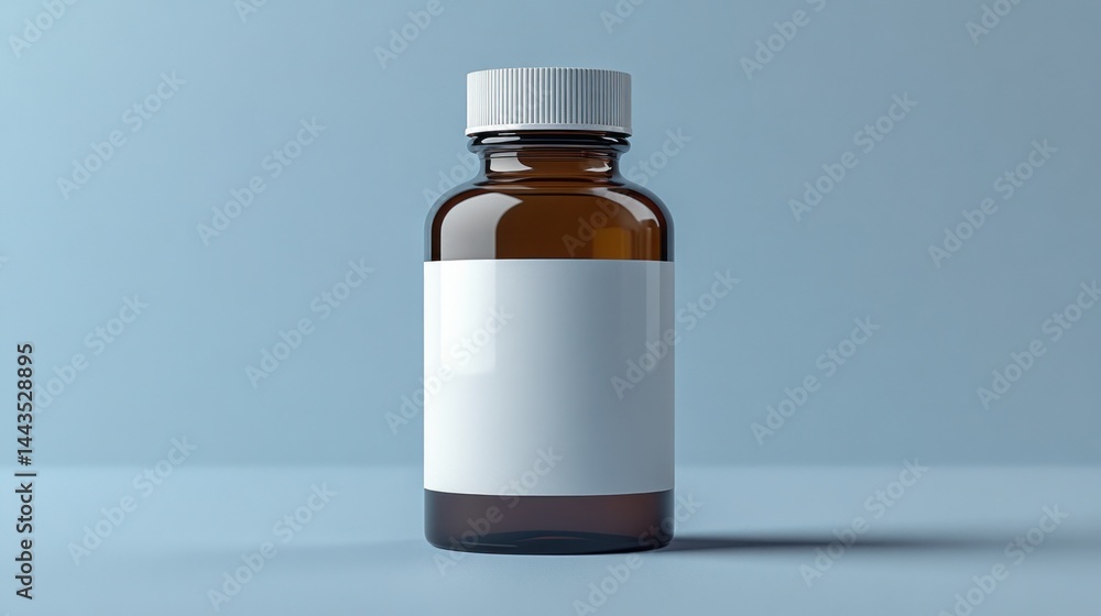 Amber Bottle with Blank White Label Mockup Amber Bottle with Blank White Label Mockup
