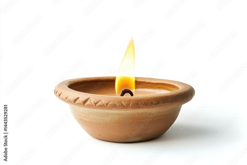 A clay oil lamp isolated on white background. A clay oil lamp isolated on white background.